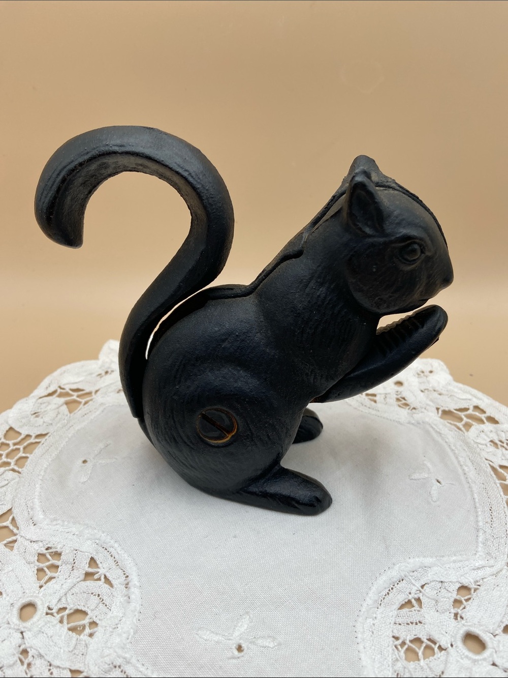 Vintage Black Cast Iron Squirrel Nutcracker
